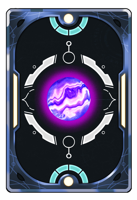 An Idealyst card pack with a violet orb.